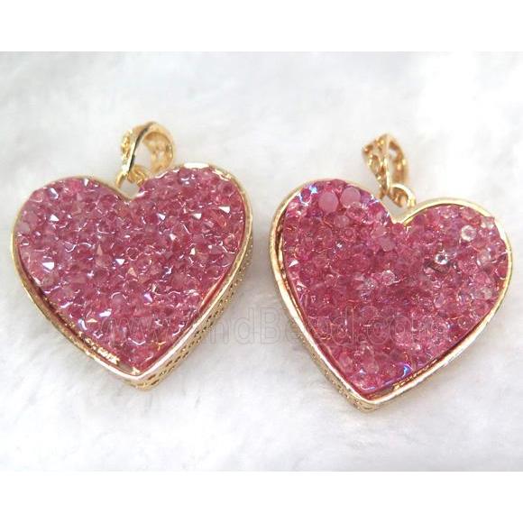 druzy resin pendant, gold plated