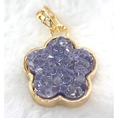 druzy resin pendant, gold plated