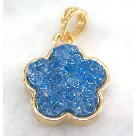 druzy resin pendant, gold plated