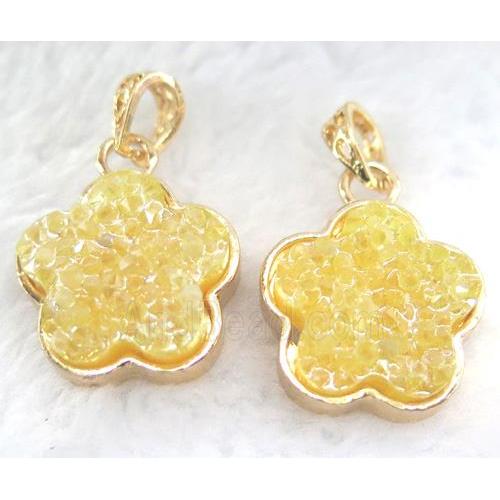 druzy resin pendant, gold plated