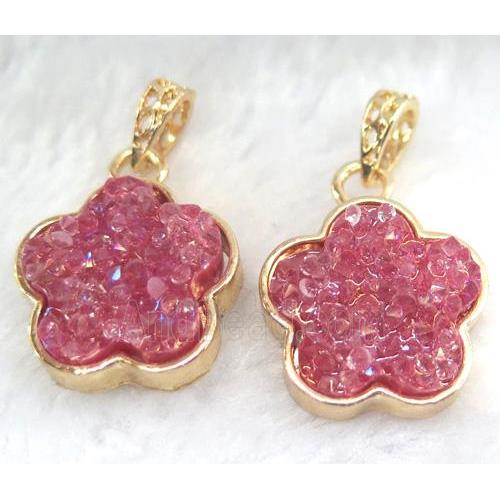 druzy resin pendant, gold plated
