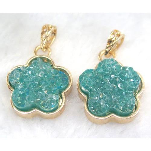 druzy resin pendant, gold plated