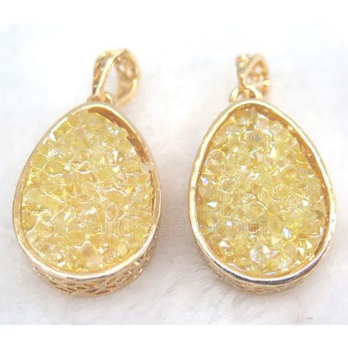 druzy resin pendant, gold plated