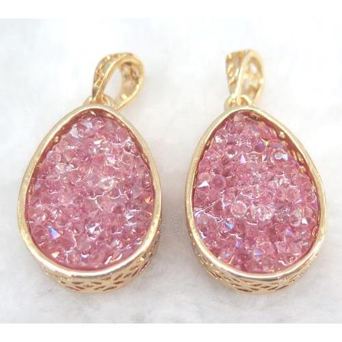 druzy resin pendant, gold plated
