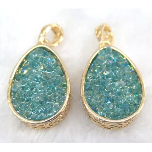 druzy resin pendant, gold plated