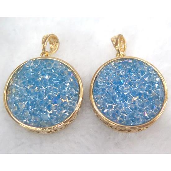 druzy resin pendant, gold plated