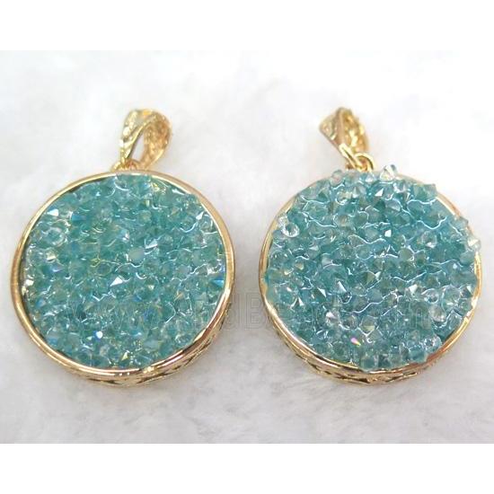 druzy resin pendant, gold plated