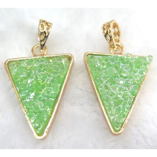 druzy resin pendant, gold plated
