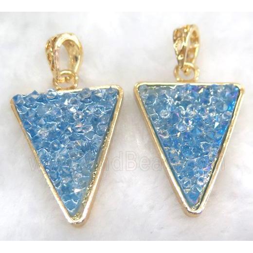 druzy resin pendant, gold plated