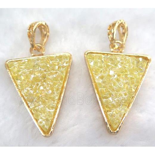 druzy resin pendant, gold plated