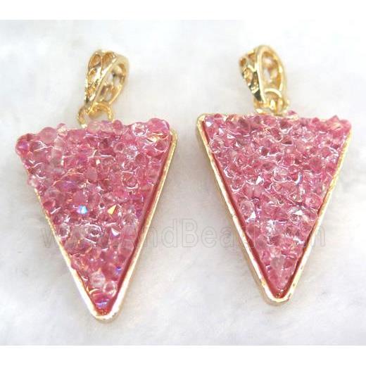 druzy resin pendant, gold plated