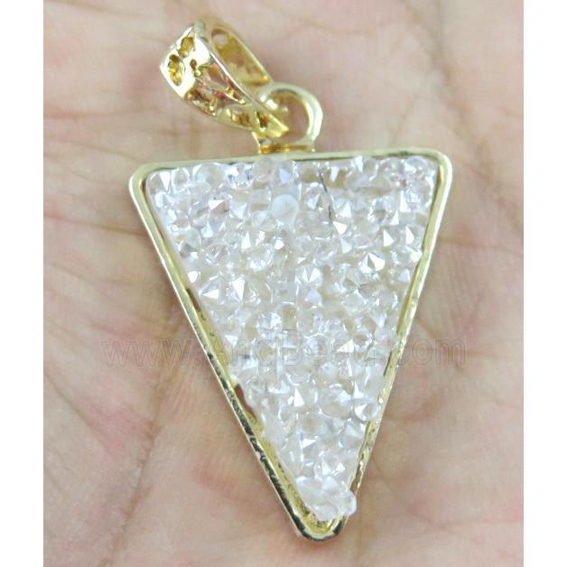druzy resin pendant, gold plated
