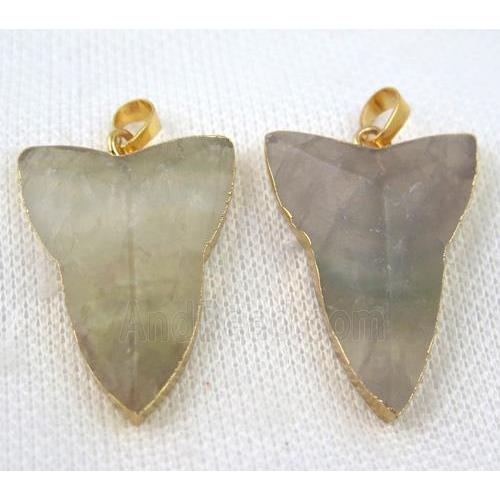 Fluorite pendant, shield, gold plated