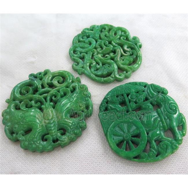 henan jade pendant, flat round, green