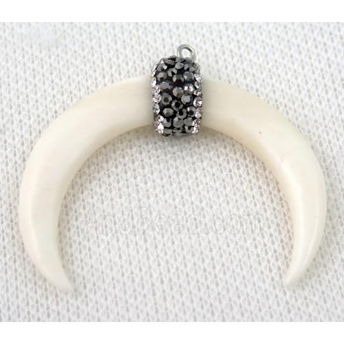white bone pendant paved rhinestone