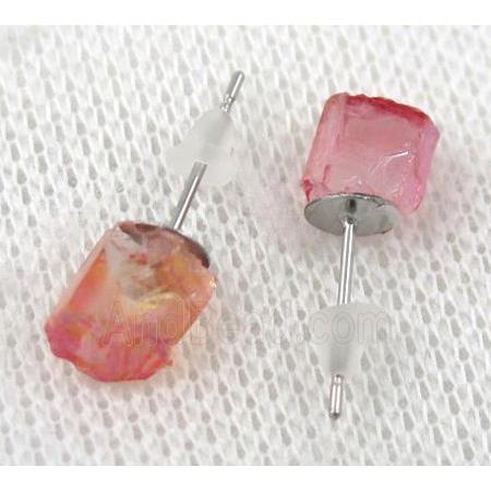 clear quartz earring, freeform
