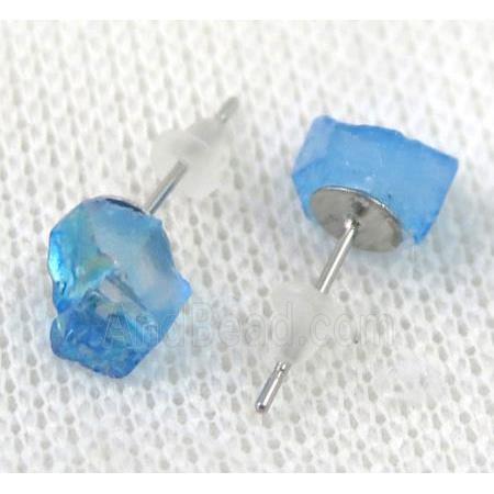 clear quartz earring, freeform