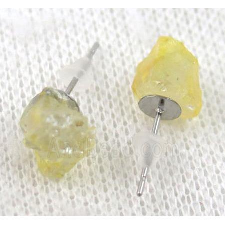 clear quartz earring, freeform
