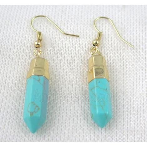 green turquoise earring, gold plated