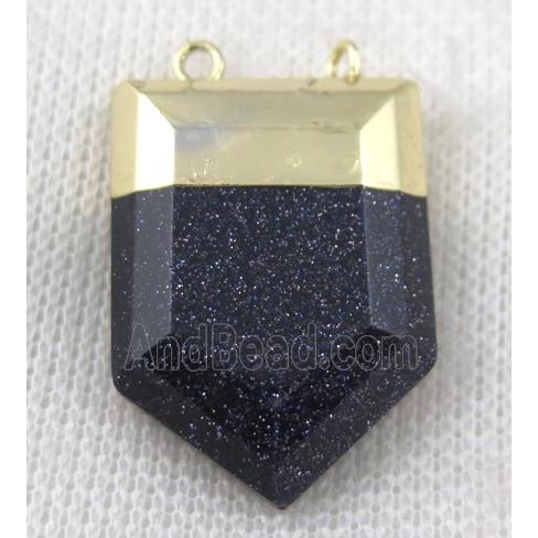 blue sandstone pendant, bullet, gold plated