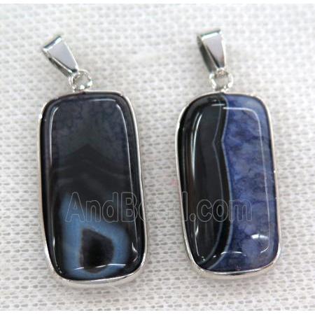 purple druzy agate pendant, rectangle, silver plated