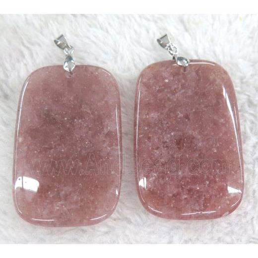 Strawberry Quartz pendant, rectangle, pink