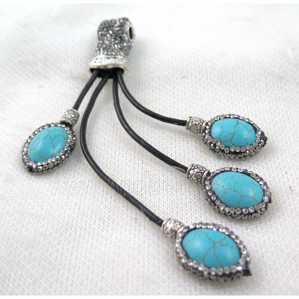 turquoise tassel pave rhinestone, blue