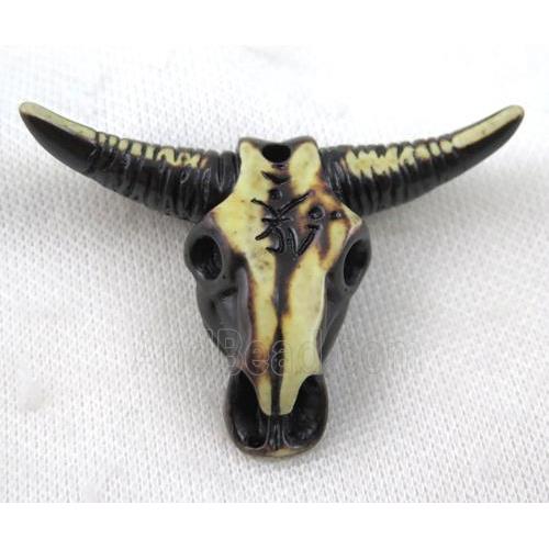 resin cattle head pendant, black