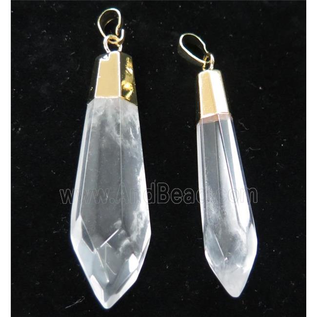 Clear Quartz pendulum pendant, gold plated