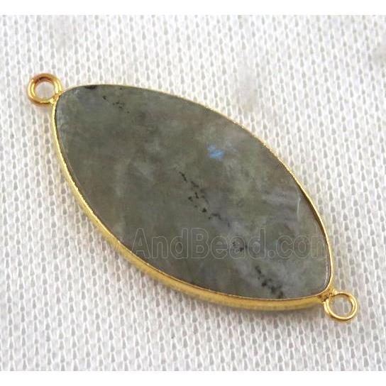 Labradorite Marquise connector, horse-eye, gold plated