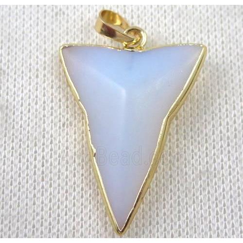 white opalite dart pendant, gold plated