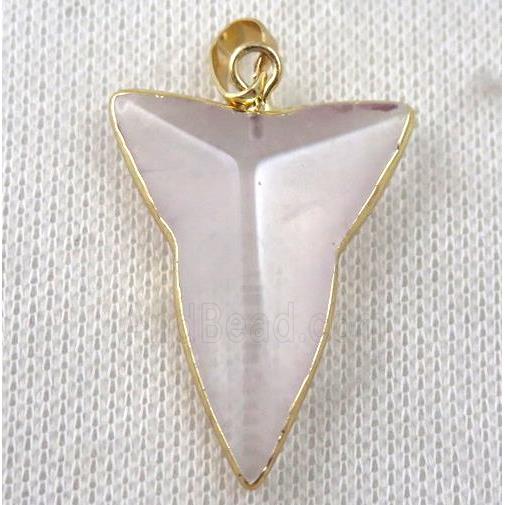 clear quartz pendant, dart, gold plated