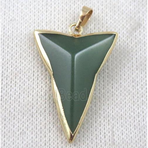 green aventurine dart pendant, gold plated