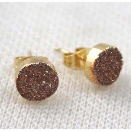 golden champagne druzy agate earring studs