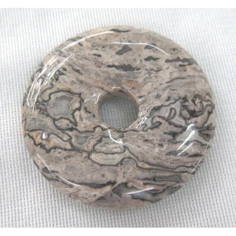 gray picture jasper donut pendant