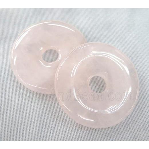 Rose Quartz donut pendant, pink