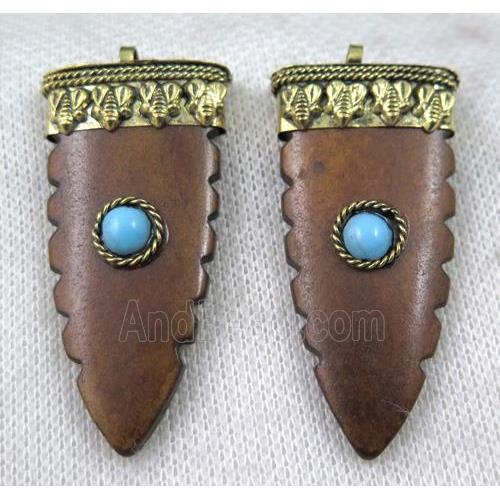 brown bone arrowhead pendant
