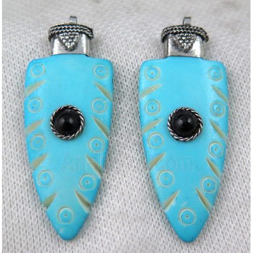 blue bone arrowhead pendant