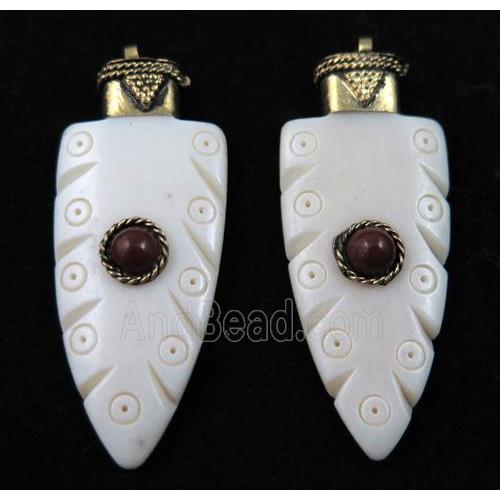 white bone arrowhead pendant