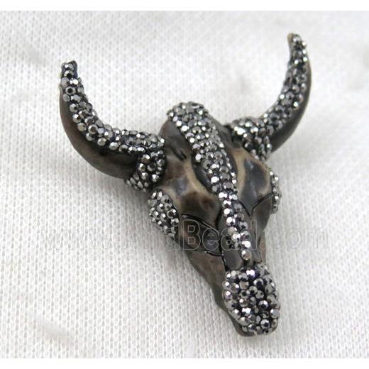 resin Bullhead pendant paved rhinestone