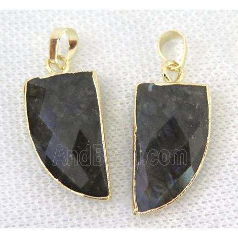 Labradorite horn pendants, gold plated