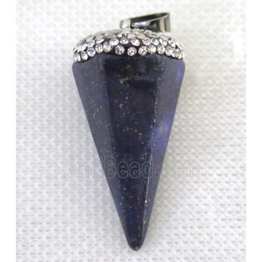 Lapis Lazuli pendulum pendant paved rhinestone, blue