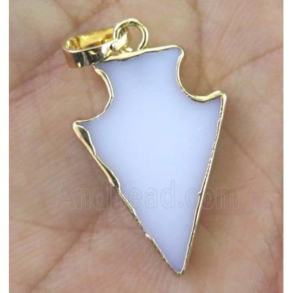 white Porcelain arrowhead pendant, gold plated