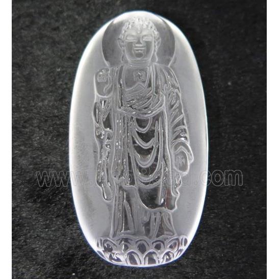 white crystal quartz buddha pendant, frosted