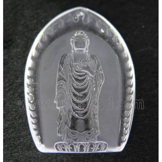 white crystal quartz buddha pendant, frosted