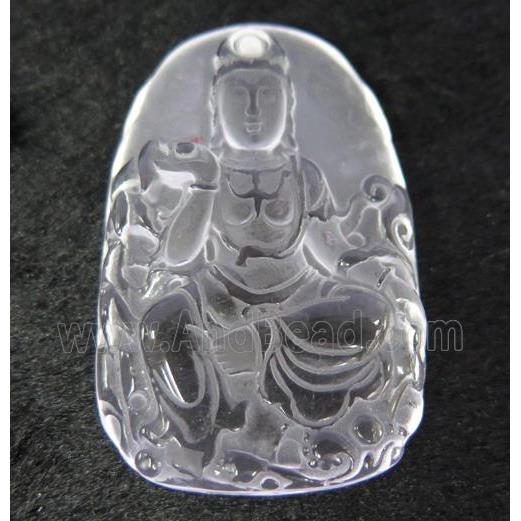 white crystal quartz buddha pendant, frosted