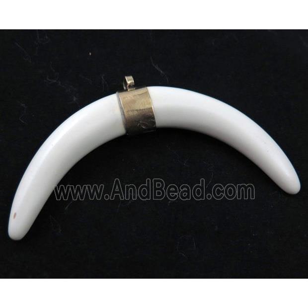 white resin crescent horn pendant
