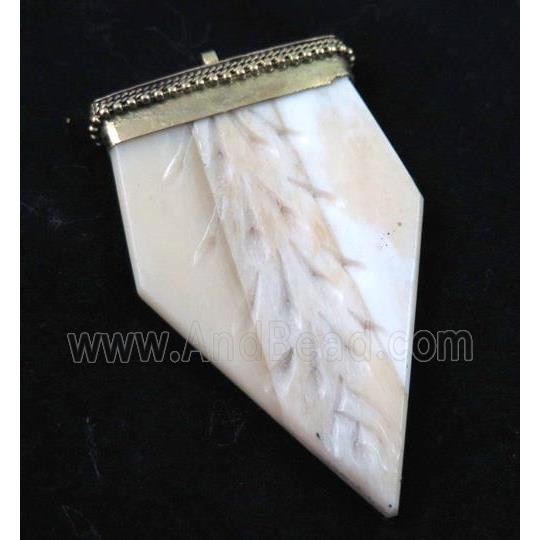 white bone arrowhead pendant