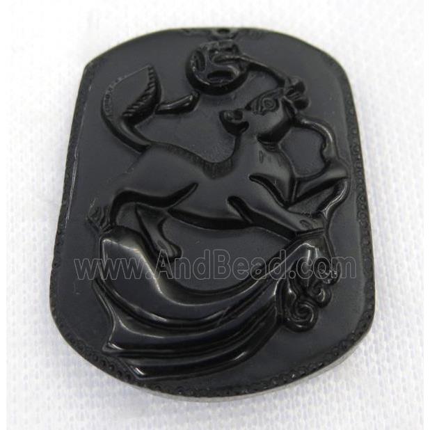 black Obsidian pendant, Chinese Zodiac Dog
