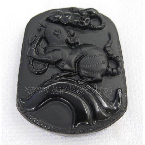 black Obsidian pendant, Chinese Zodiac Rat
